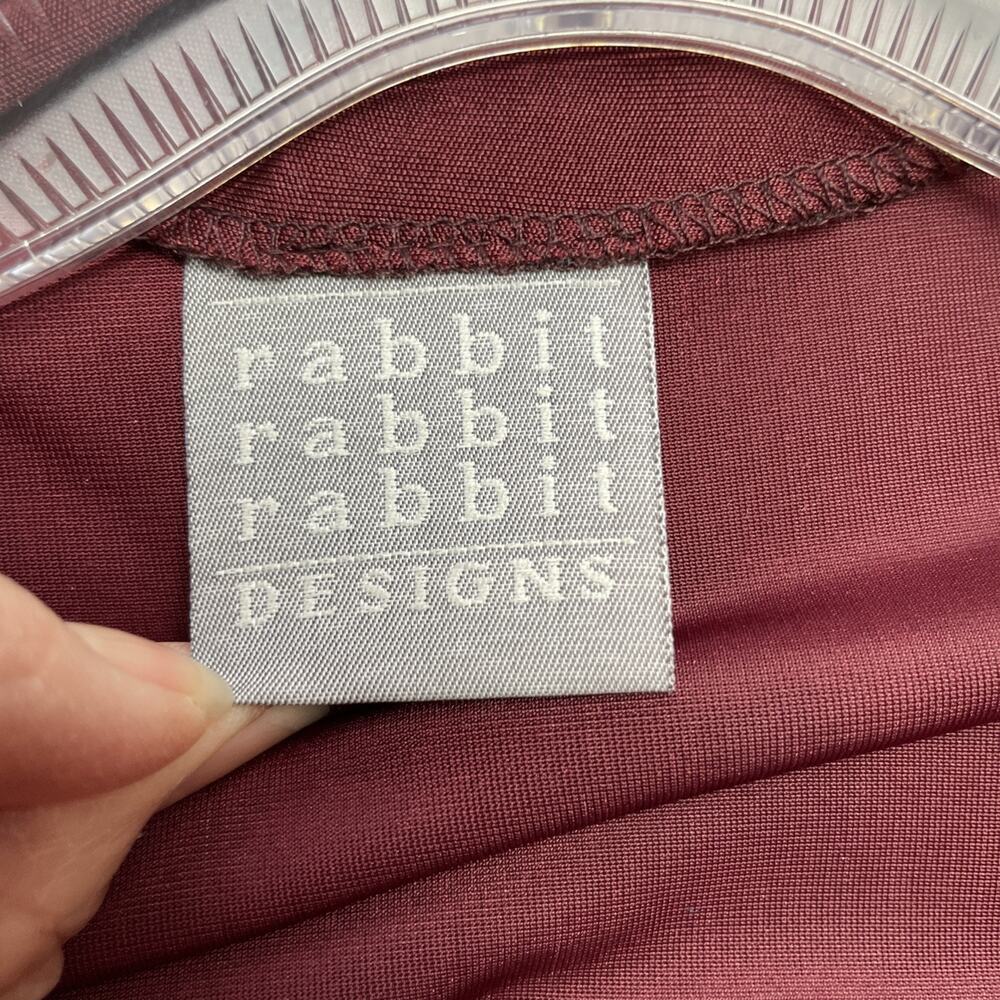 Vtg Rabbit Rabbit Rabbit Designs Womens Formal Outfit 10P Burgundy Velvet Satin - Picture 4 of 12